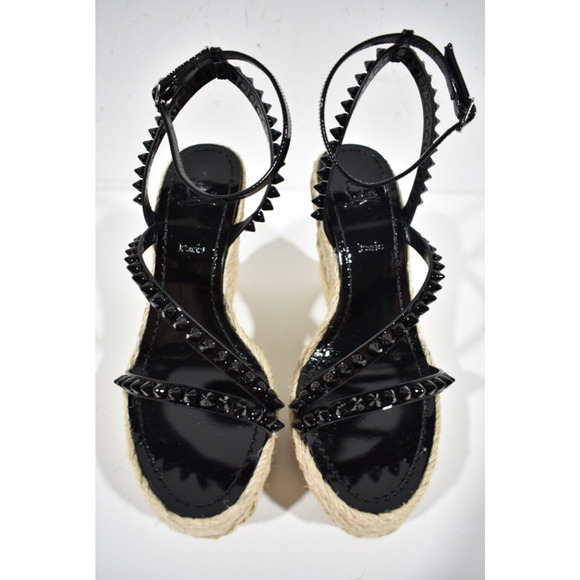 Christian Louboutin Mafaldina Zeppa 120 Black Platform Wedge Sandal Heel Pump 39 - Picture 7 of 12